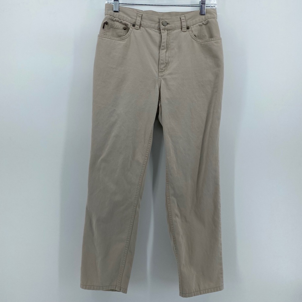 Lauren Jeans Co Ralph Lauren Khaki Pants Petite 6P Tan Cotton Straight Leg Lace